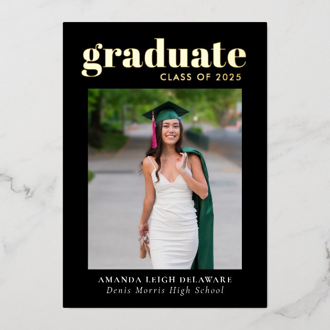 Elegant Modern Graduation Photo Rose Gold (Front)