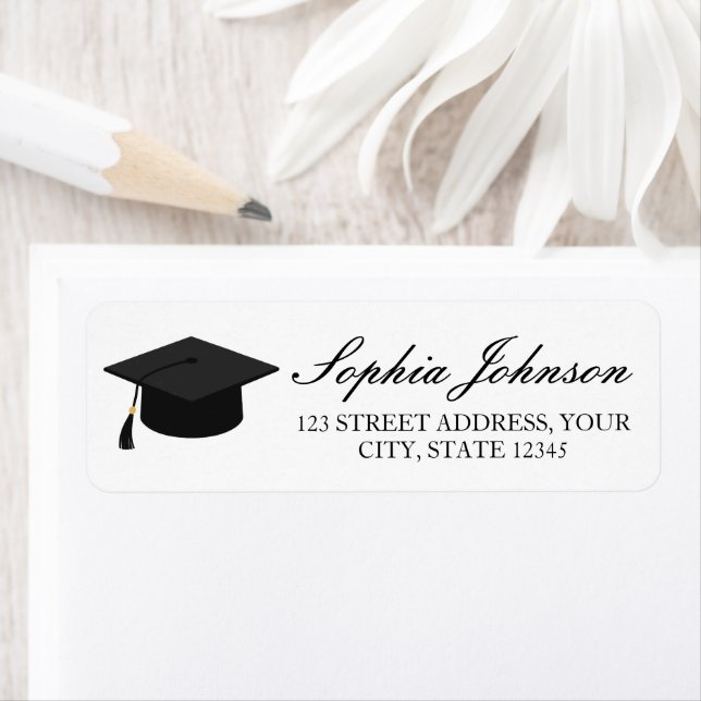 Elegant Modern Graduation Return Address Label (Insitu)