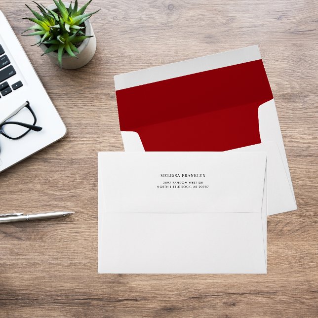 Elegant Modern Graduation with Return Address Envelope (Graduation Invitation Red Inside with Return Address Flap)