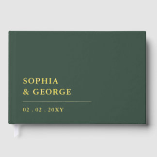 Elegant Modern Green and Gold Wedding Guest Book