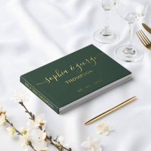 Elegant Modern Green and Gold Wedding Guest Book