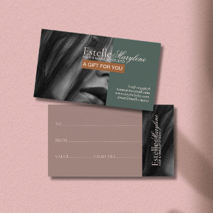 Elegant Modern Green Brown Photo Hair Studio