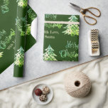 Elegant Modern Green Christmas Tree Chic Wrapping Paper<br><div class="desc">Elegant Modern Green Gift Wrapping Paper with Christmas Tree Pattern and Text Merry Christmas,  you can change or delete the custom text "With Love,  Santa"</div>