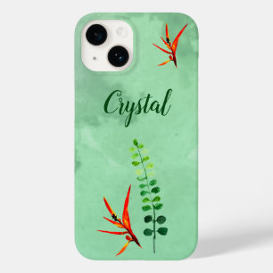 Elegant Modern Green Floral Blooms Watercolor Case-Mate iPhone 14 Case