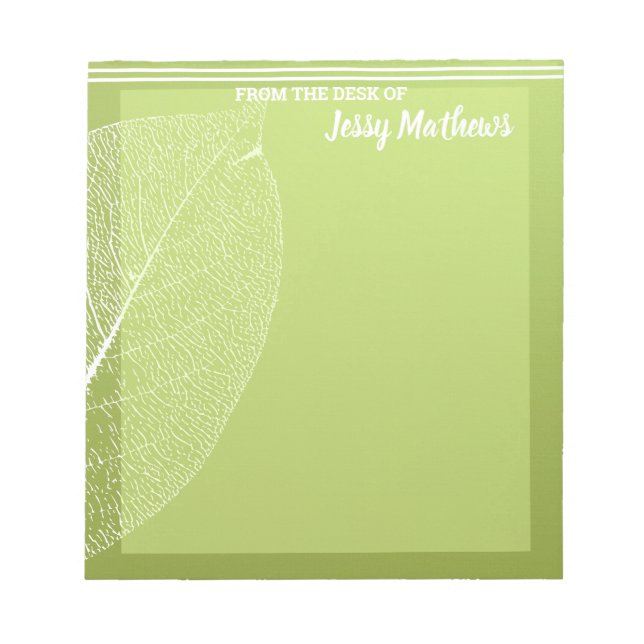 ELEGANT MODERN GREEN LEAF WATERCOLOR TEMPLATE  NOTEPAD (Front)