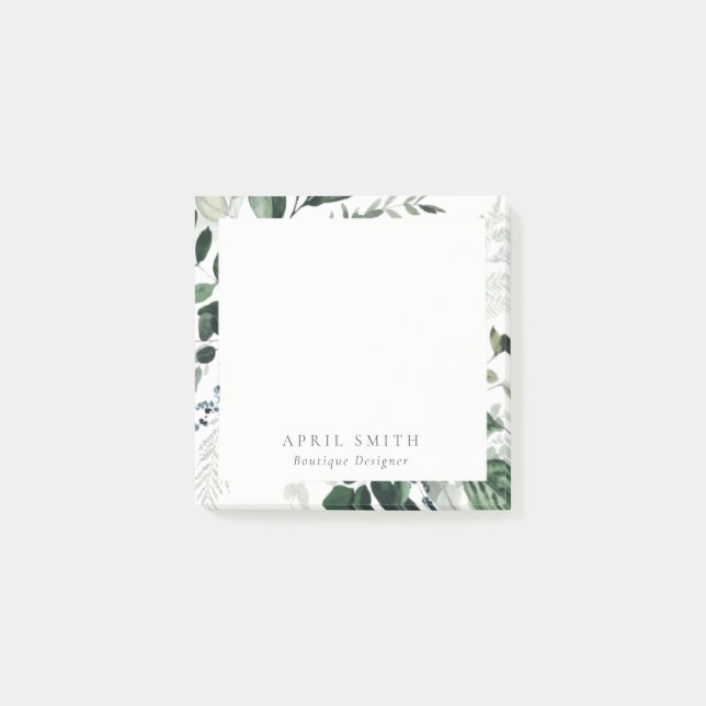 Elegant Modern Green Leafy Tropical Foliage Fern Post-it Notes (Front)