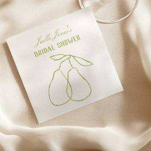 Elegant Modern Green Perfect Pear Bridal Shower Napkin