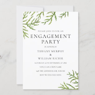 Elegant Modern Greenery Engagement Party Invite