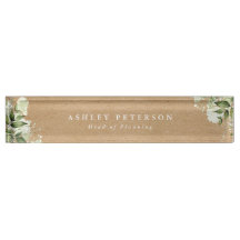 Elegant Modern Greenery Floral Rustic Kraft