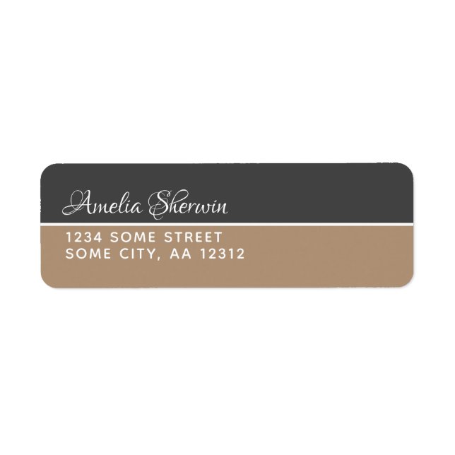 Elegant Modern Grey and Beige Return Address Label (Front)