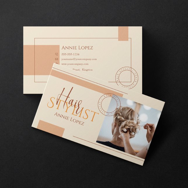 Elegant Modern Hair Stylist Hair Dresser Salon Business Card (Creator Uploaded)