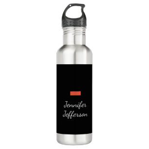 Elegant Modern Handwriting Plain Black 710 Ml Water Bottle