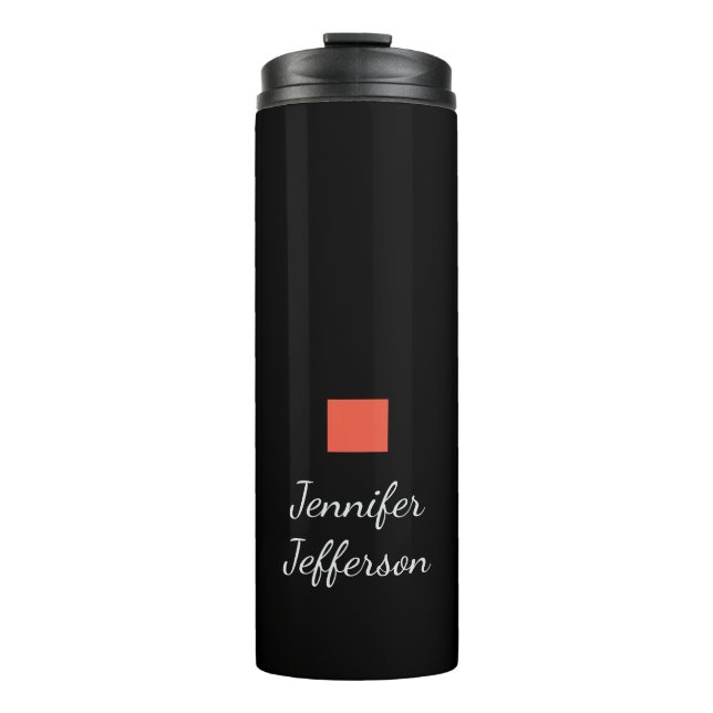 Elegant Modern Handwriting Plain Black Thermal Tumbler (Front)