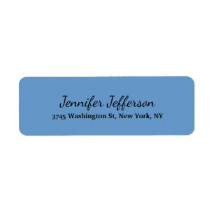 Elegant Modern Handwriting Plain Grey Blue Return Address Label