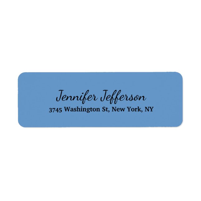 Elegant Modern Handwriting Plain Grey Blue Return Address Label (Front)