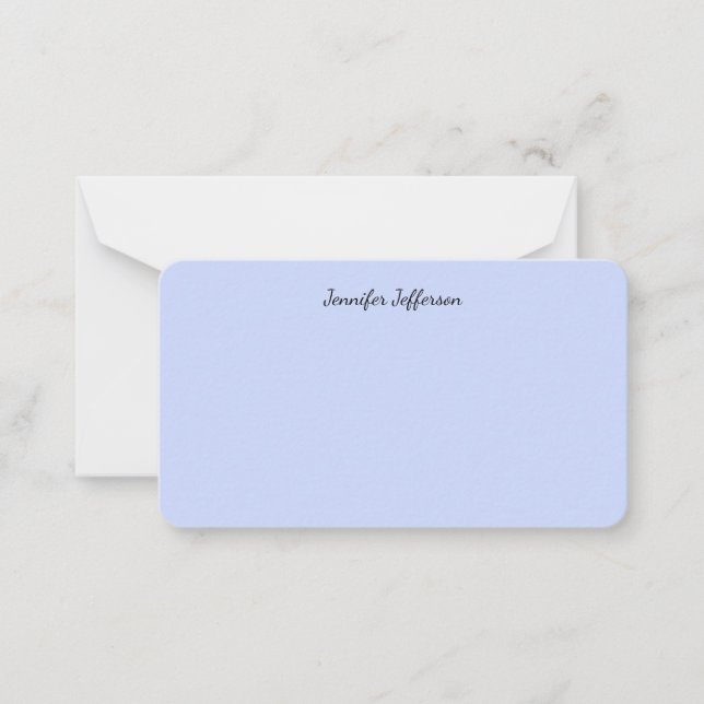Elegant Modern Handwriting Plain Light Blue Card (Front)