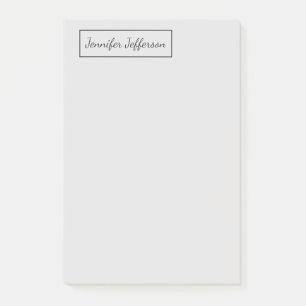 Elegant Modern Handwriting Plain Professional Gray Post-it Notes