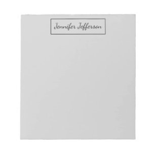 Elegant Modern Handwriting Plain Professional Grey Notepad