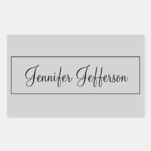 Elegant Modern Handwriting Plain Professional Grey Rectangular Sticker
