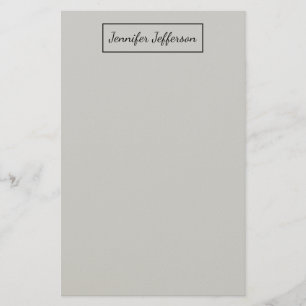 Elegant Modern Handwriting Plain Professional Grey Stationery