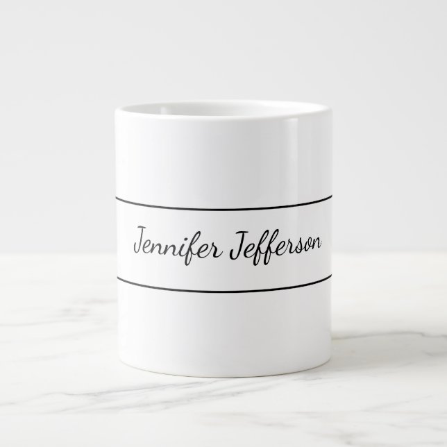 Elegant Modern Handwriting Plain Professional Large Coffee Mug (Front)