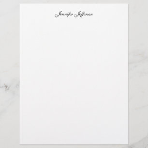 Elegant Modern Handwriting Plain Professional Name Custom Letterhead
