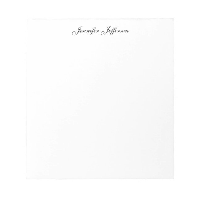 Elegant Modern Handwriting Plain Professional Name Notepad (Front)