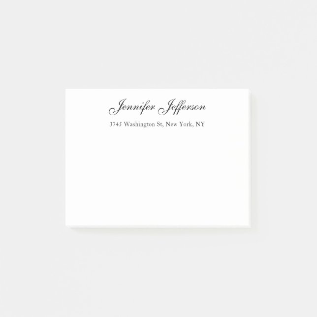 Elegant Modern Handwriting Plain Professional Post-it Notes (Front)