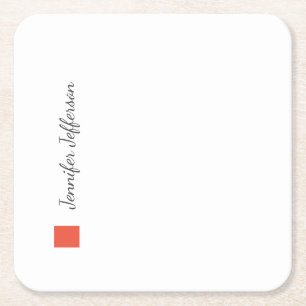 Elegant Modern Handwriting Plain Professional Square Paper Coaster