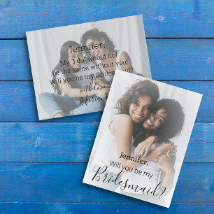 elegant modern handwritten faded photo bridesmaid invitation postcard