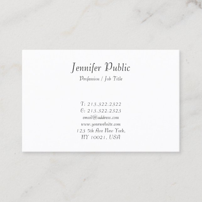 Elegant Modern Handwritten Script Minimalist Business Card (Front)