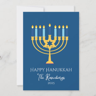Elegant Modern Hanukkah Menorah Holiday Card