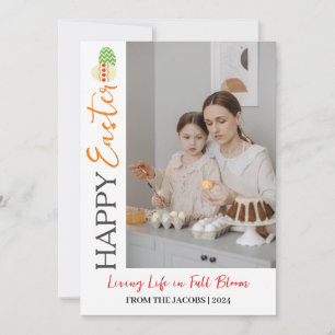 Elegant Modern Happy Easter Eggs, family 2 photo  Holiday Card