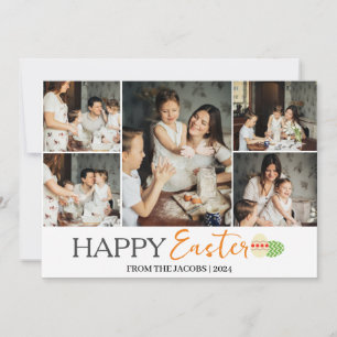 Elegant Modern Happy Easter Eggs, family 5 photo  Holiday Card
