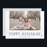 Elegant Modern Happy Hanukkah Photo Holiday Card<br><div class="desc">Send Hanukkah wishes to your family and friends with this minimalistic photo card. One photo on the front and star pattern on the back,  are accompanied by elegant typography and star motif. The modern and minimalist style will truly let your family photos shine.</div>