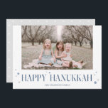 Elegant Modern Happy Hanukkah Photo Holiday Card<br><div class="desc">Send Hanukkah wishes to your family and friends with this minimalistic photo card. One photo on the front and star pattern on the back,  are accompanied by elegant typography and star motif. The modern and minimalist style will truly let your family photos shine.</div>