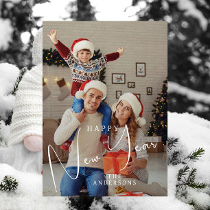 Elegant Modern Happy New Year 2026 Family Photo Holiday Card