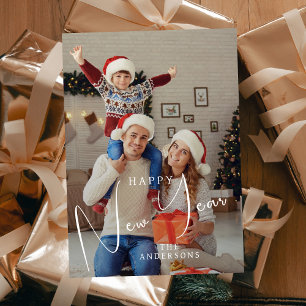 Elegant Modern Happy New Year 2026 Family Photo Holiday Card