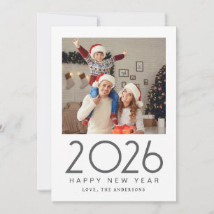 Elegant Modern Happy New Year 2026 Family Photo Holiday Card