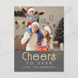 Elegant Modern Happy New Year 2026 Family Photo Holiday Postcard
