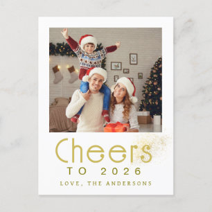 Elegant Modern Happy New Year 2026 Family Photo Holiday Postcard