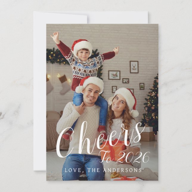 Elegant Modern Happy New Year Family Photo Holiday Card (Front)