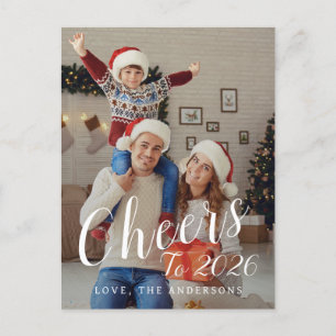 Elegant Modern Happy New Year Family Photo Holiday Postcard