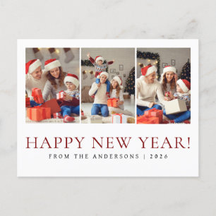 Elegant Modern Happy New Year Family Photo Holiday Postcard