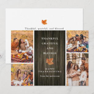 Elegant Modern Happy Thanksgiving Autumn 4 Photo Holiday Card