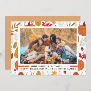 Elegant Modern Happy Thanksgiving Autumn Photo Holiday Card