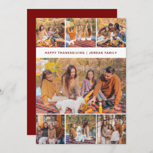 Elegant Modern Happy Thanksgiving Autumn Photo Holiday Card