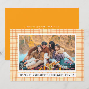 Elegant Modern Happy Thanksgiving Autumn Photo Holiday Card