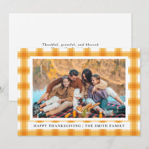 Elegant Modern Happy Thanksgiving Autumn Photo Holiday Card
