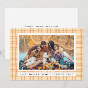 Elegant Modern Happy Thanksgiving Autumn Photo Holiday Card